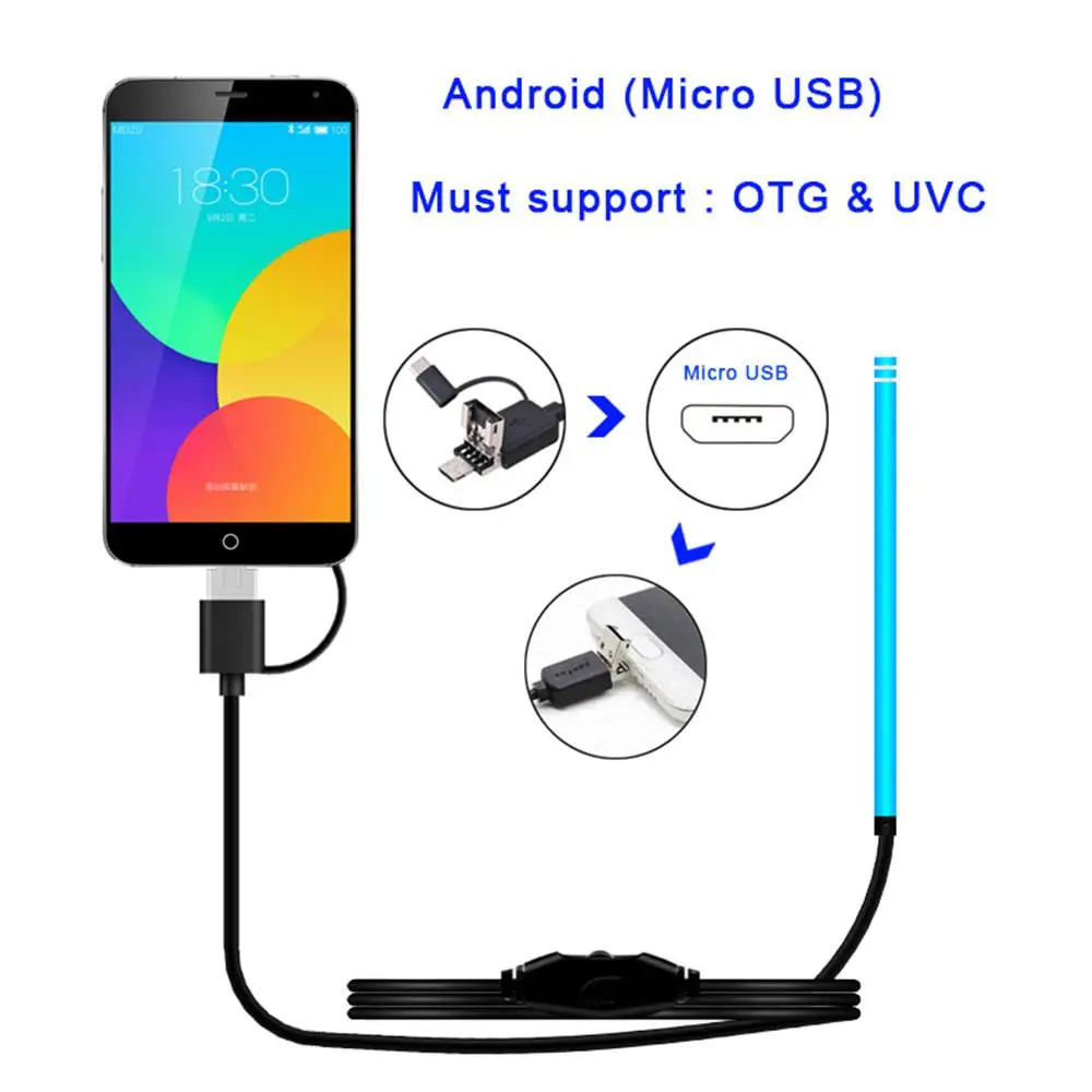 Прочный 30 Вт USB эндоскоп Ушная ложка бороскоп мобильные телефоны Инспекционная камера мониторинг фотографий портативный металлический пластик синий