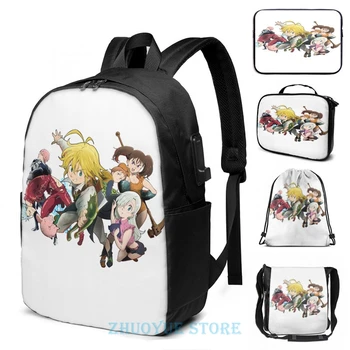 

Funny Graphic print seven deadly sins(3) USB Charge Backpack men School bags Women bag Travel laptop bag