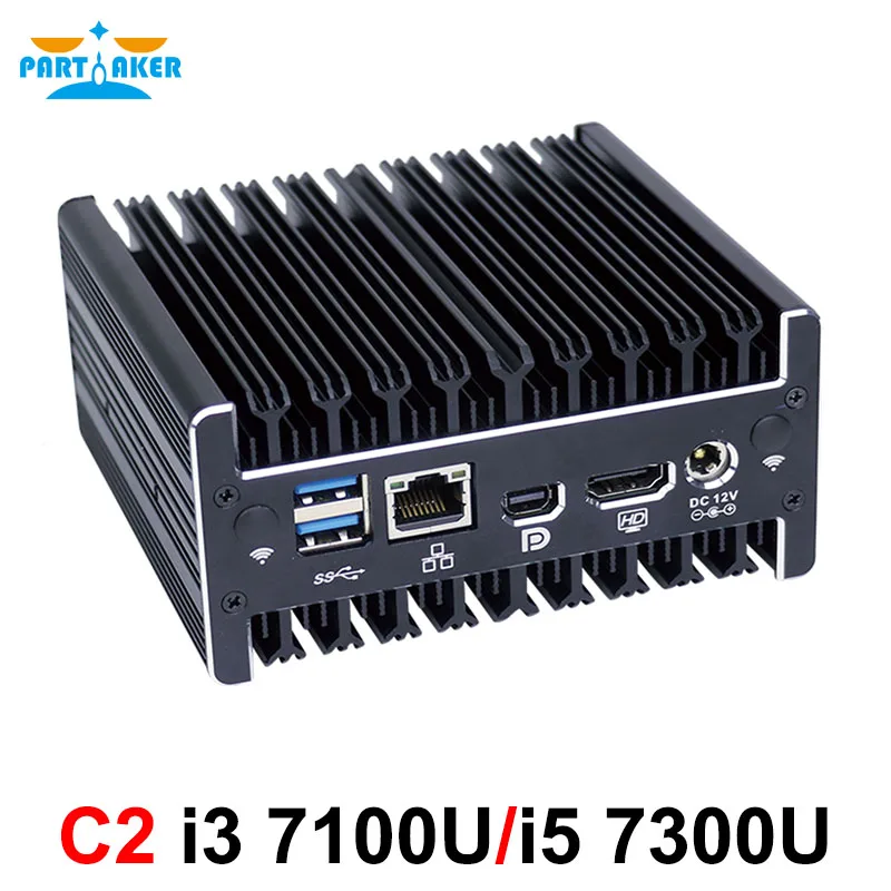 

Partaker Mini PC Intel i3 7100U i5 7300U Dual Core Fanless Office NUC Computer with Type-C Windows 10 Linux 2*DDR4 RAM M.2 Slot