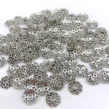 

Wholesale 100pcs/lot 10MM Flower Beads End Caps figure Bead Caps For Jewelry Findings Hollow out Pentagram Silver Plated Charms