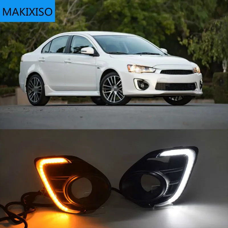 

1Pair Fog lamp For Mitsubishi Lancer 2016 2017 2018 2019 12V LED Daytime Running Light DRL Lamp with yellow signal style relay