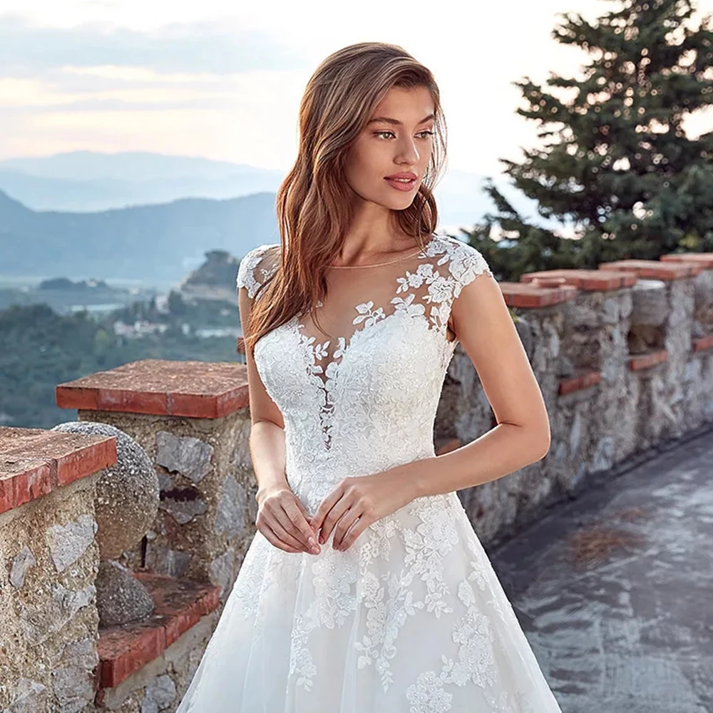 Vestido de Novia/Роскошное Свадебное платье из тюля цвета слоновой кости, а-силуэт, винтажное платье принцессы с рукавами-крылышками, vestidos de Casamento