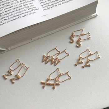 

GHIDBK 925 Sterling Silver Cubic Zirconia Initial Hoop Earrings Dainty Letter Pendant CZ Earring Hoops Statement Charm Earring