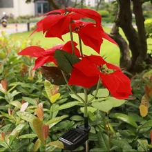 Solar LED Red Christmas Flower Insert Solar Simulation Lantern LED Garden Light Garden Decoration Light Night Lighting