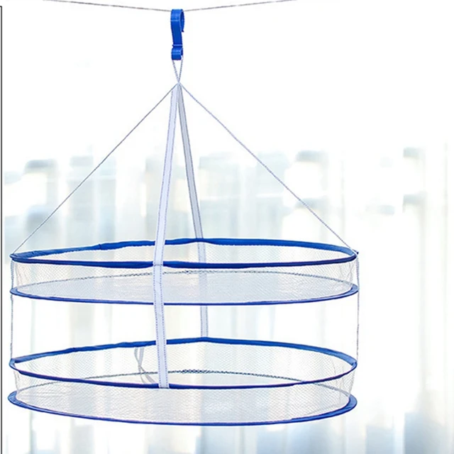 Függő Ruhák Szárító Kosár Pulóver Nettó Zseb Megvastagodott Deformációellenes Kardigán Állvány Zokni Táska Dupla Réteg - Image 6