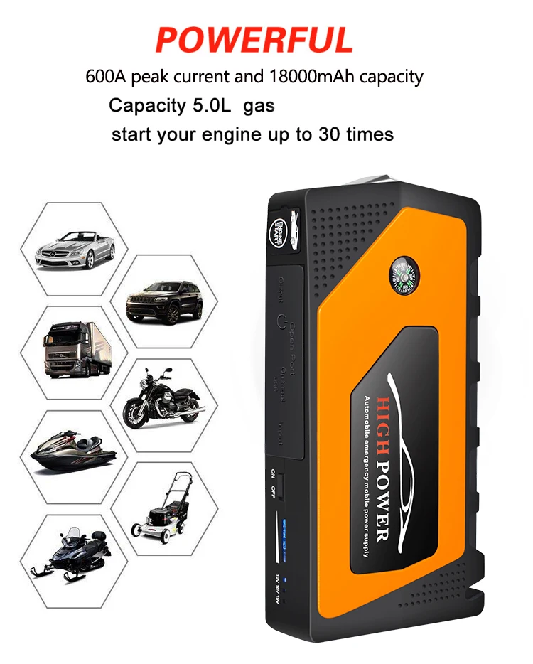 WINTUWAY автомобильный стартер для прыжков Портативный 4 порта USB автомобильный стартер для прыжков Банк питания зарядное устройство пусковое устройство для бензиновых Дизелей