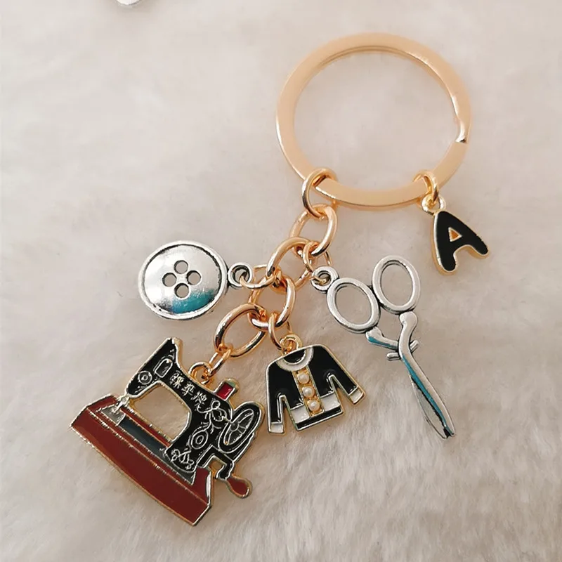 A Z Letter Sewing Machine Keychain, Scissors and Clothes Tailor Keychain, Tailor Made Keychain, Fashion Gift for Friends|Key Chains| - AliExpress