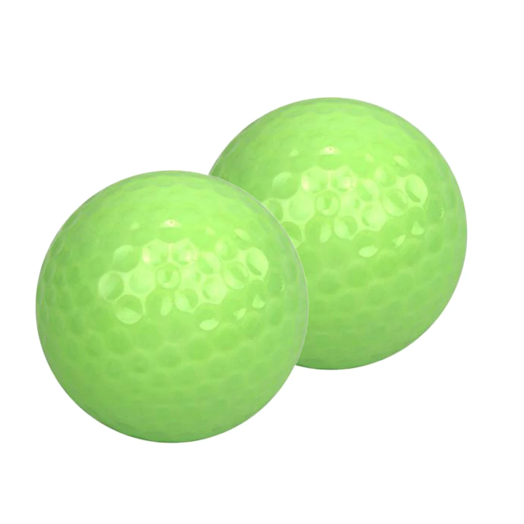2Pcs Green Fluorescence Luminous Golf Balls Night Light Glowing Golf Balls