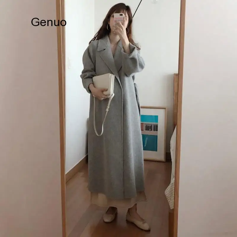 Women Korean Winter Long Overcoat Outwear Coat Loose  Cardigans Long Sleeve Manteau Femme Hiver Elegant