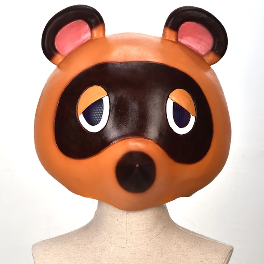 Adult Kids Game Animal Crossing Cosplay T Shirt Tom Nook Shirts Costume Raccoon Family Latex Mask Anime Props