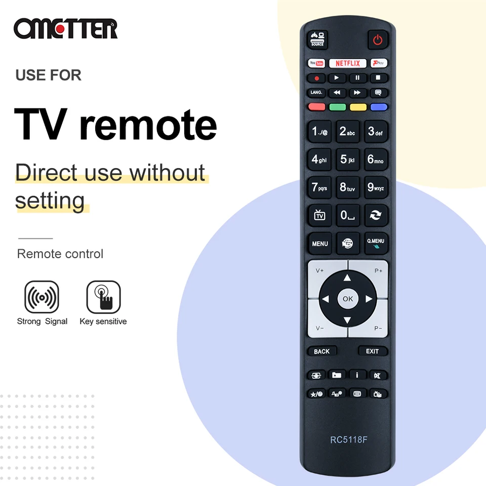 VINABTY RC5117 RC-5117 Telecomando sostitutivo compatibile con Hitachi Telefunken TV 50HYT62U 42HYT42U Sub RM-C3173 RC-5118 RC-5111 RMC3173 RC5118 RC5111