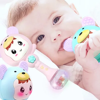 

Baby Shaker Teethe Sand Hammer Infants Rhythm Molar Stick with Lighting Hand Bell Musical Toy Teether Sand Hammer Random Colors