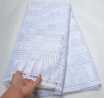 

Top Sale Swiss Cotton Lace In Switzerland High Quality Nigerian African Cotton Lace Fabric Punch Cotton Lace For Lady Dress FV54
