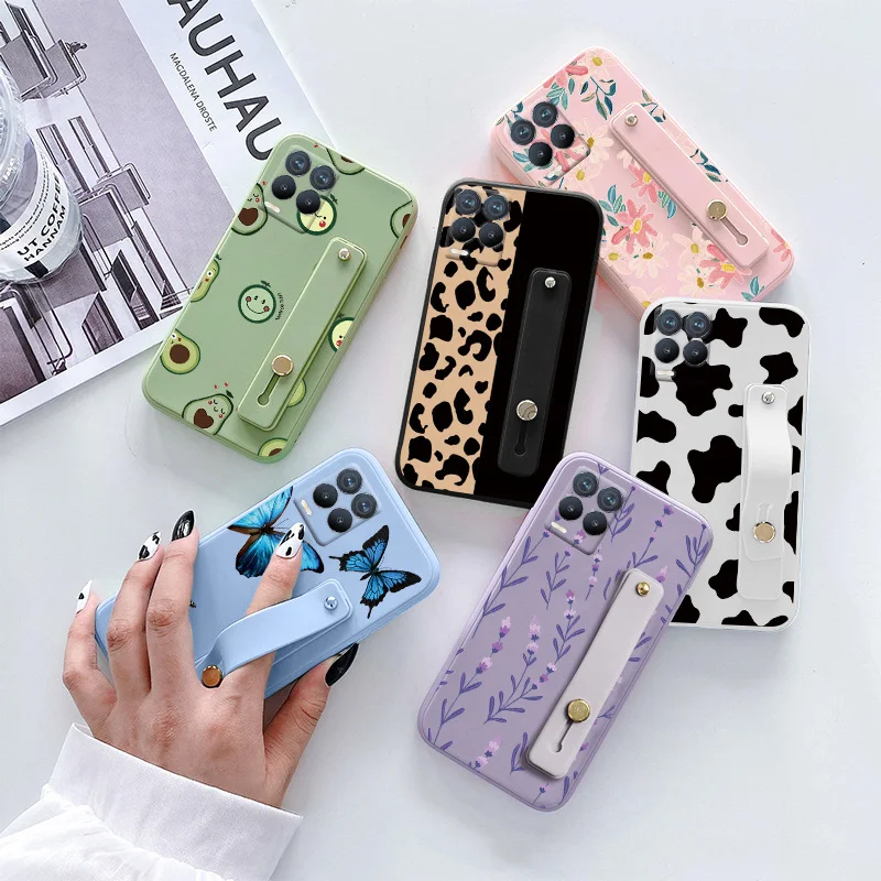 Для OPPO Realme 8 8Pro 4G чехол для телефона силиконовый на запястье 8i цветочный держатель