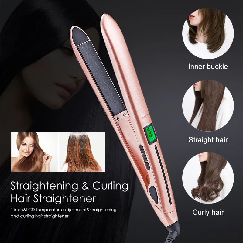 

Professional Ceramic Hair Straightener LED display Flat Iron 2 in 1 Hair Curler Salon Hair Styling Tools