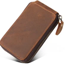 Винтажный брелок из воловьей кожи Crazy Horse, мужской держатель из натуральной кожи, держатель для карт, кошелек, высокое качество, чехол для ключей Deri Anahtarlik D994