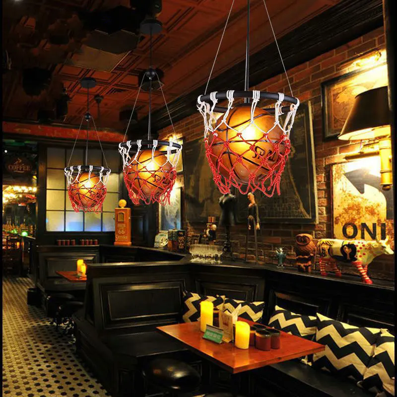 American Style Pendant Lamp Retro Basketball Lamp Creative Restaurant Gymnasium Store Sports Theme Clothing Store Chandelier 3