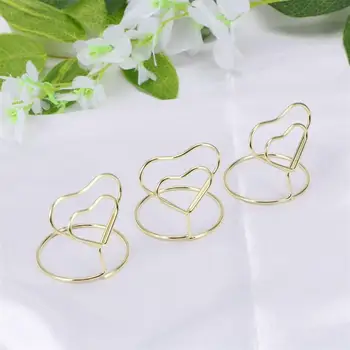 

10pcs Heart Shape Place Memo Card Holder Lovely Wire Table Number Holders with Base for Restaurant Wedding Banquet