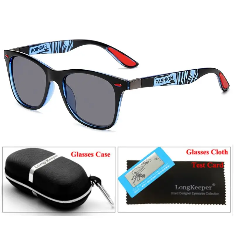 C1Black Blue Grey Брендовые дизайнерские Классические поляризованные солнцезащитные очки с чехлом, чехол для мужчин и женщин, с заклепками, для вождения, квадратные солнцезащитные очки, мужские зеркальные очки UV400 - Цвет линз: C1Black Blue Grey