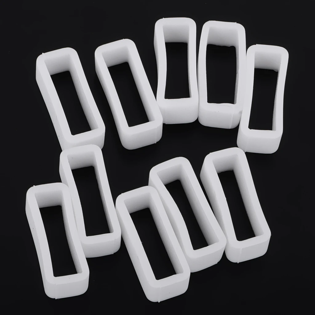 10pcs Watch Strap Hoop Loop Black PVC Silicone Rubber Buckle Retainer Holder 20mm