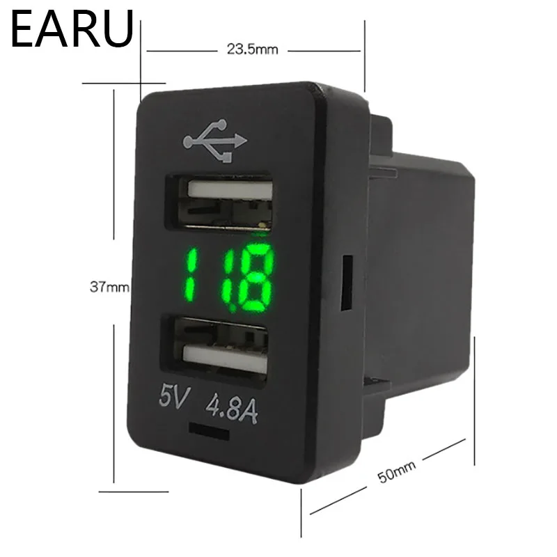 Japanese Usb Voltage Meter Voltmeter Display Car Reserved Space Original Hole Usb 4.8A Double Interface Car Charger Special Car