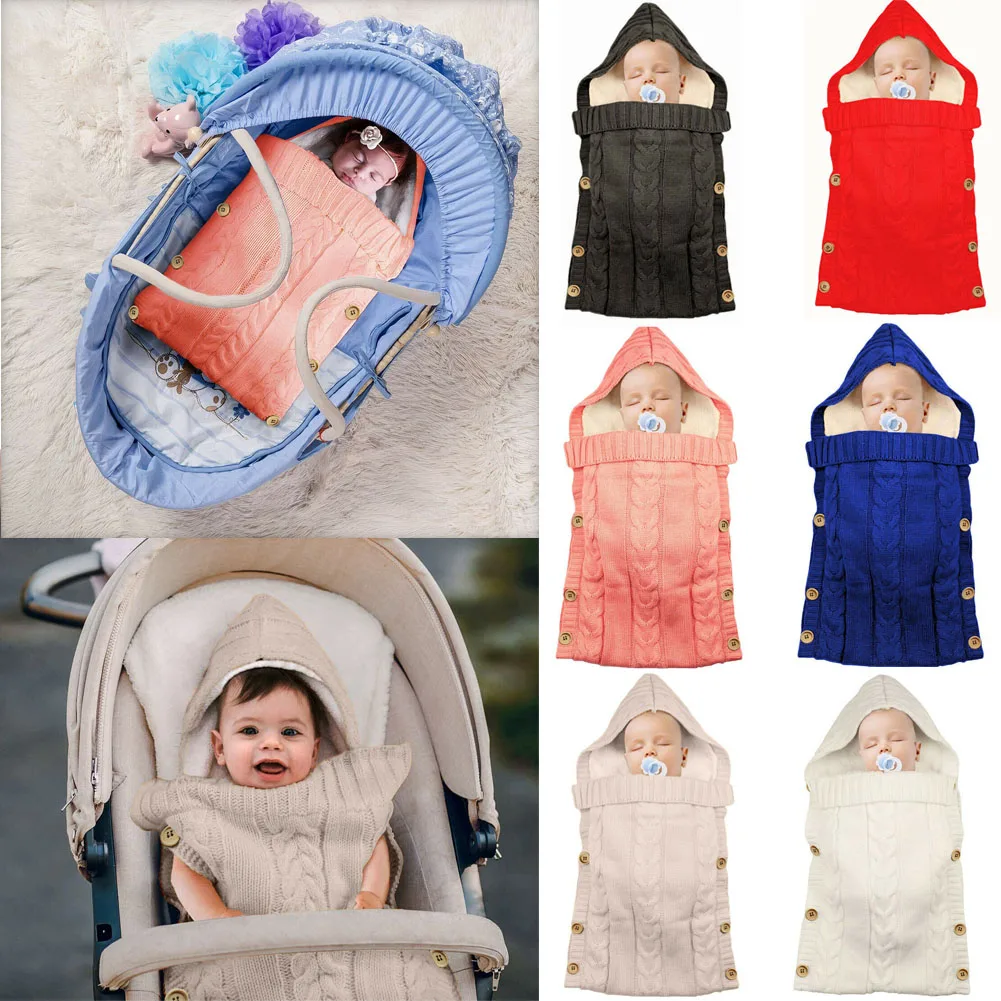 Кнопка для детской одежды для новорожденных одеяло для сна сумка с капюшоном вязаная крючком теплая пеленка удобный спальный мешок