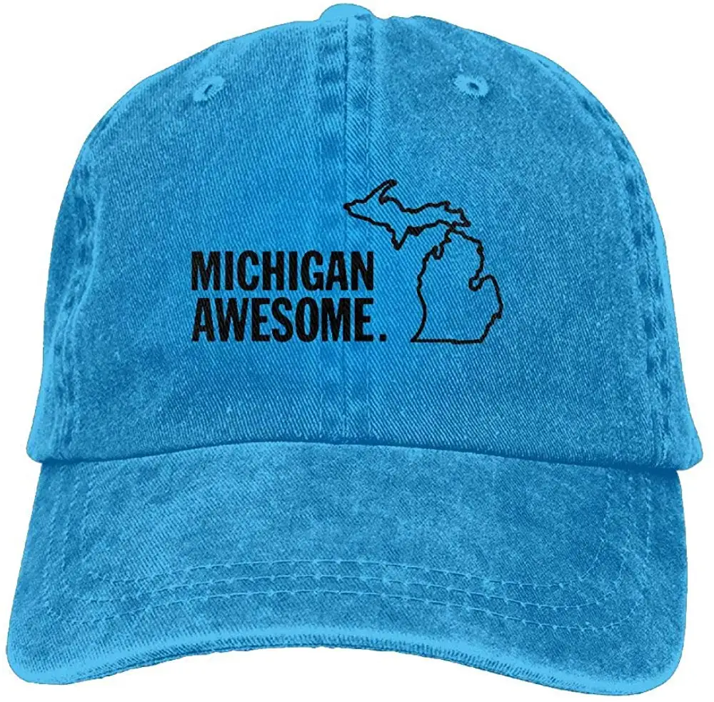 Michigan Awesome унисекс бейсболка хлопок деним Регулируемая шляпа от солнца для мужчин и женщин