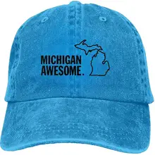 Michigan Awesome унисекс бейсболка хлопок деним Регулируемая шляпа от солнца для мужчин и женщин