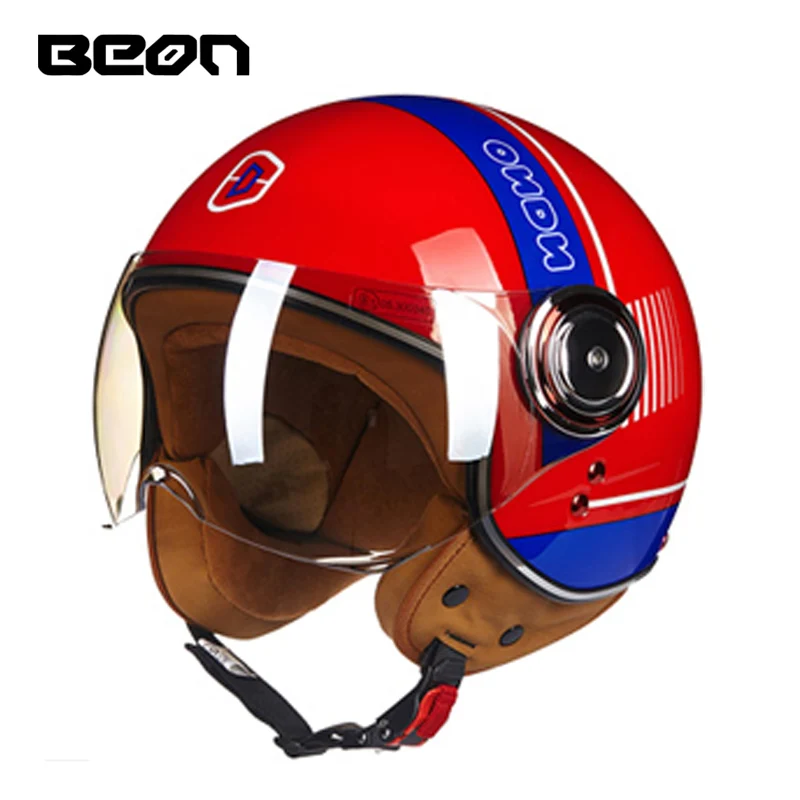 BEON moto rcycle винтажный скутер 3/4 шлемы с открытым лицом Ретро шлем E-bike шлем, одобренный ECE Italy moto casco - Цвет: 5