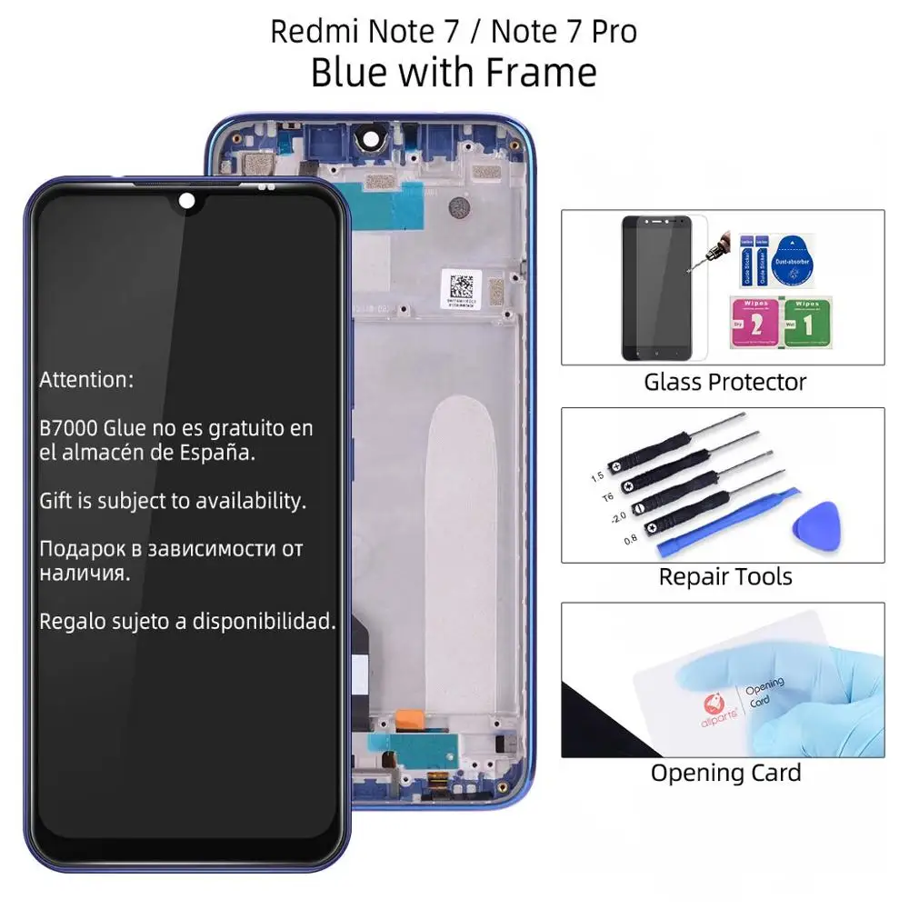 ЖК-дисплей для Xiaomi Redmi Note 7, ЖК-дисплей 10, сенсорный экран для Redmi Note 7, ЖК-дисплей 7 Pro с рамкой, запчасти в сборе - Цвет: Blue with Frame