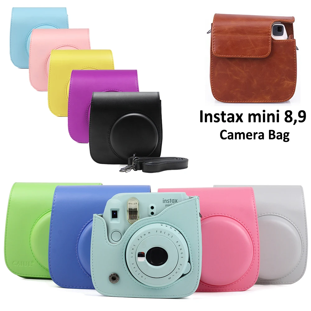 

Instax Mini Case with Shoulder Strap Transparent Crystal Cover for Fujifilm Instax Mini 8 Mini 9 Camera PU Leather Color Bag