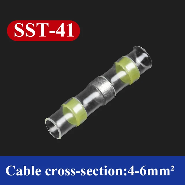 20/50/100/200/220PCS Solder Seal Wire Connectors splice Waterproof Heat Shrink Solder Butt Connectors Electrical Wire Terminals SST-41 yellow
