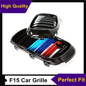 

Pair Dual Line Car ABS Black Front Mesh Grille Grill For B-MW X5 X6 F15 F16 Real Carbon Fiber Car Grille 2015-2016