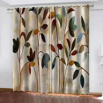 

Retro Flowers Rose Tree 2 Panels/Set Window Curtain Block out Fabric Drapes Darkening Thermal Insulate Bedroom Living