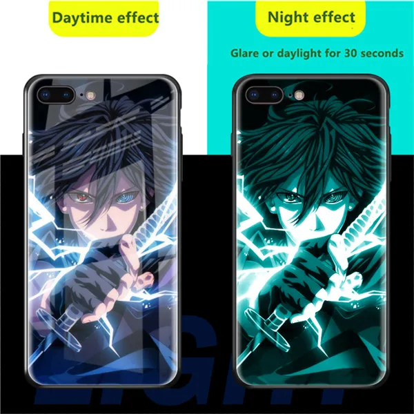 M04 Светящийся чехол для телефона iphone 11 PRO MAX xs max 6S 7 8 PLUS закаленное стекло светодиодный чехол для iphone XR 8 Comic Наруто светящийся чехол - Цвет: M04