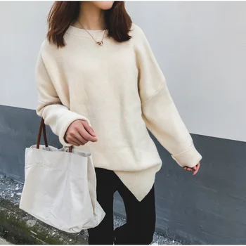 

Loose Korean Sweater Women Knitting Winter Autumn 2020 Casual Pullover Jumper O-neck Harajuku Chic Standard