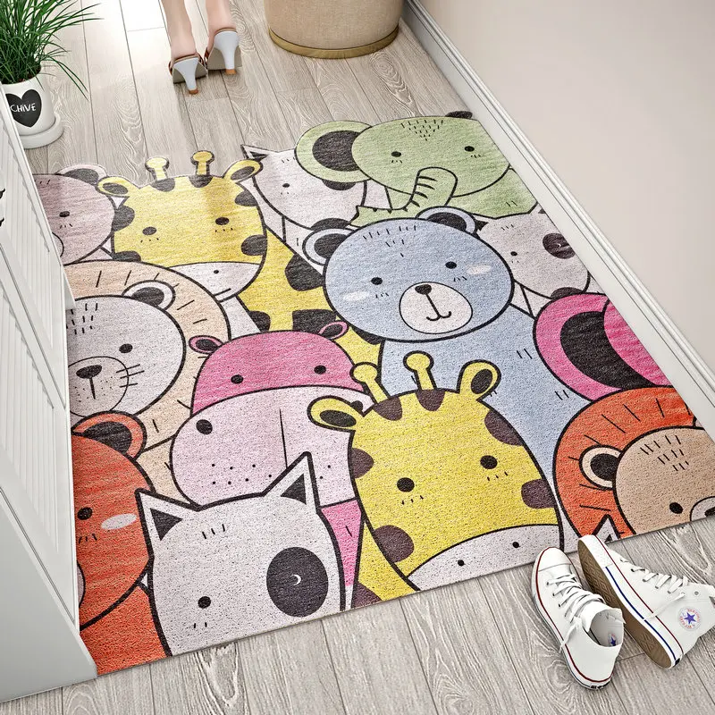 Customizable floor mats, home passage carpets, door dustproof floor mats, cartoon pattern PVC wire ring kitchen floor mats