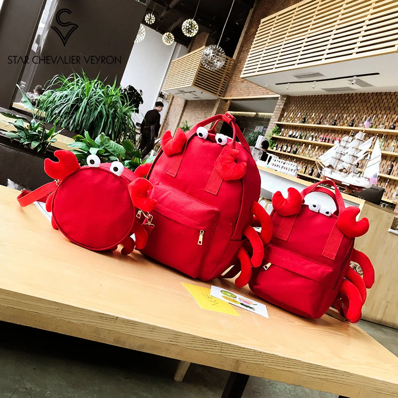 

SCV New Personality Canva Backpacks for School Teenagers Girls Ladies Cute Crab Bag Simple Shoulder Bag Fashion Casual Backpack