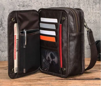 

Fashion multi-functional leather men cross-body bag layer cowhide mobile phone Fanny pack