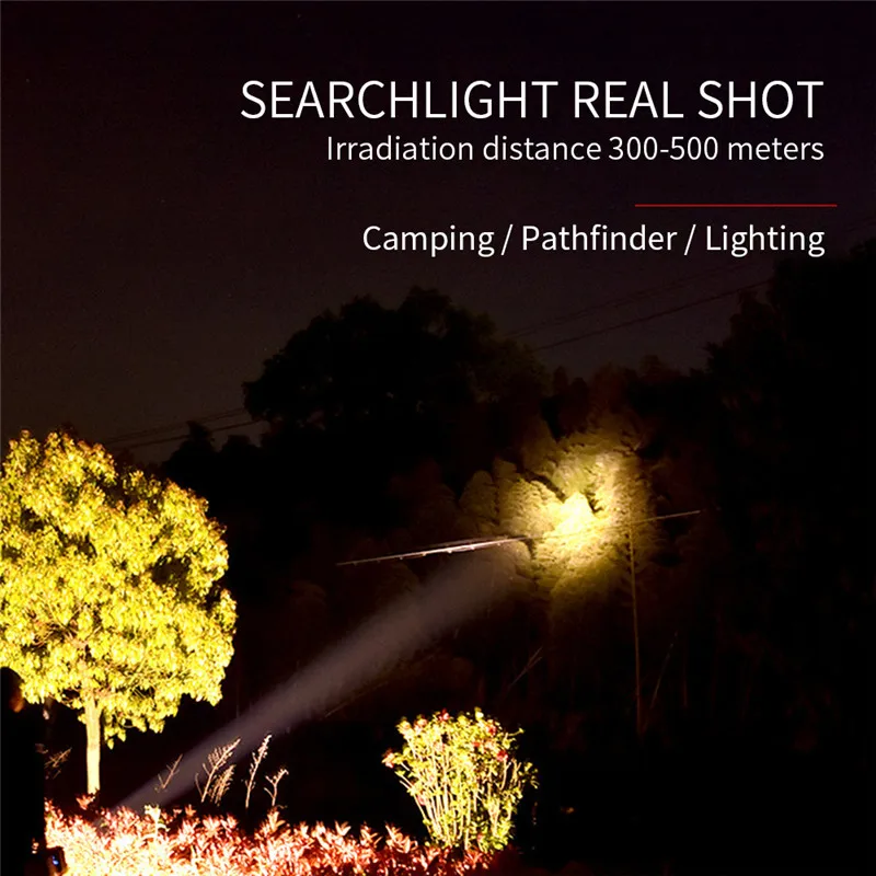 60W Outdoor Charging Portable Solar Work Light Wild Fishing Night Fishing Light Glare Searchlight 500 Meters Flashlight torch