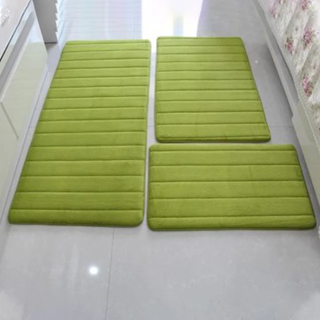 Green 3 шт./компл. утолщаются на коврике арабских цифр для Гостиная Non-slip Ванная комната комплект коралловый флис прикроватные длинные коврик под дверь спальни 10 Цвета - Цвет: Green