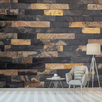 

Custom large mural wallpaper 3D black marble brick wall TV living room background mural wallpaper