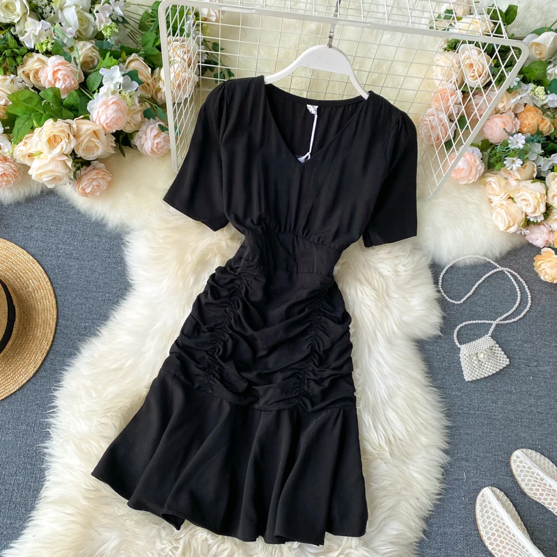 Женское платье Русалка с V образным вырезом и оборками|Платья| |