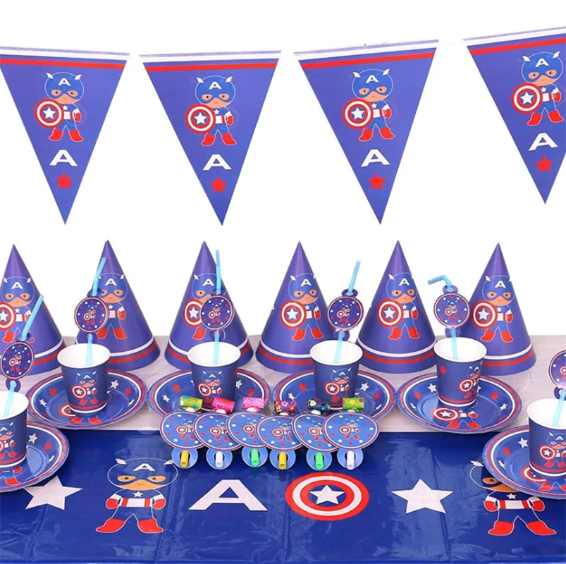 Капитан Америка Мстители День Рождения украшения шар гирлянда кисточкой фон для детских праздников ребенок конфеты бар фон