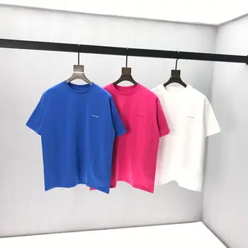 

2020 Spring Summer Women's Paris Letter Embroidery Cotton Black Short Sleeve men T-shirt B6