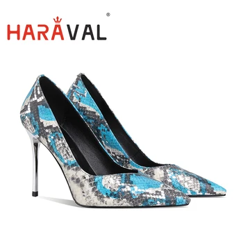 

spring autumn women pumps shoes lady sexy genuine leather Novelty style high heels 9.5 cm Snakeskin fashion Pointed Toe A17
