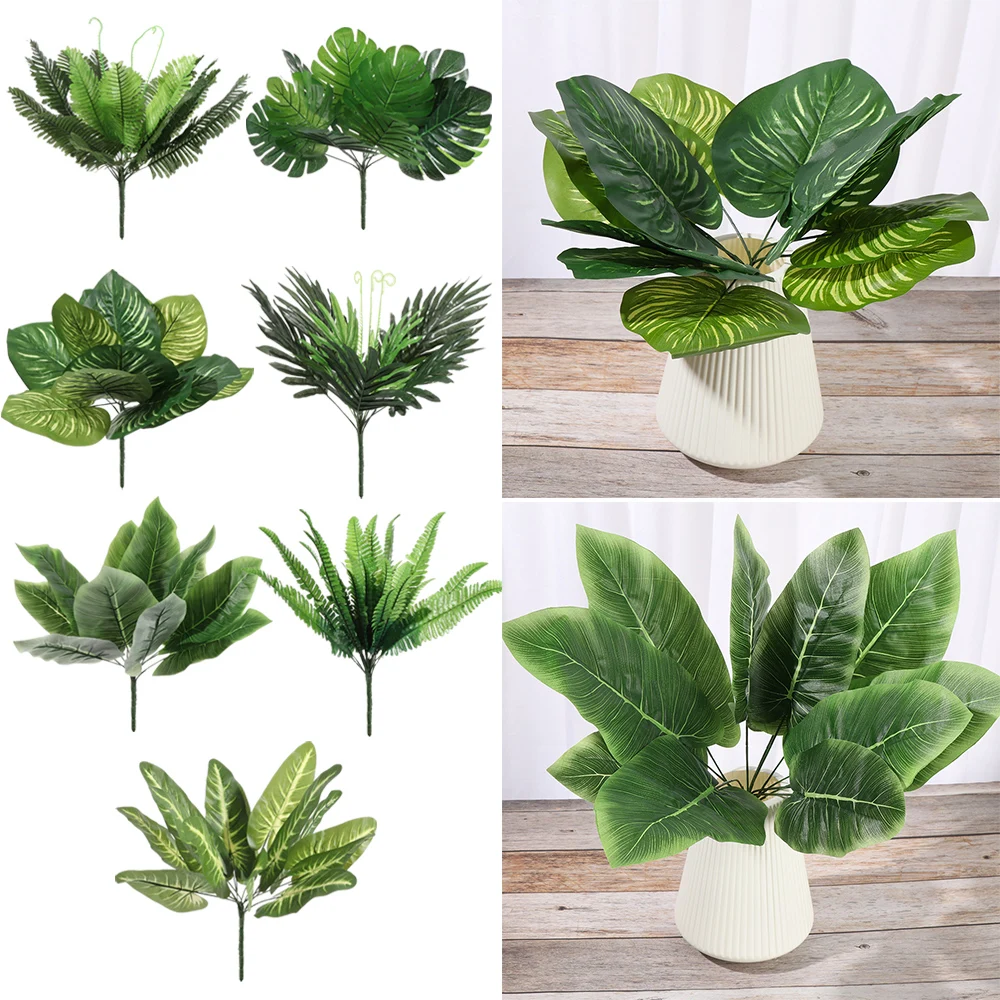 Greenery Artificial Plant Leaves Turtle Leaf Green Palm Fronds Cycas Bushes 