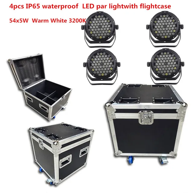 4X IP65 Водонепроницаемый 54x6 Вт led Par свет с flightcase RGBW RGB 3в1 ветряная мельница Теплый Белый led par открытый профессиональный этап - Цвет: 54x5W Warm White