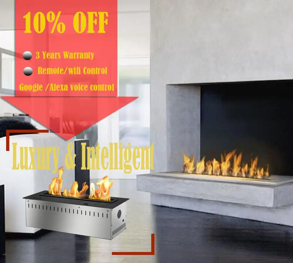 

hot sale 24 inches luxury indoor used ethanol fireplace wifi remote