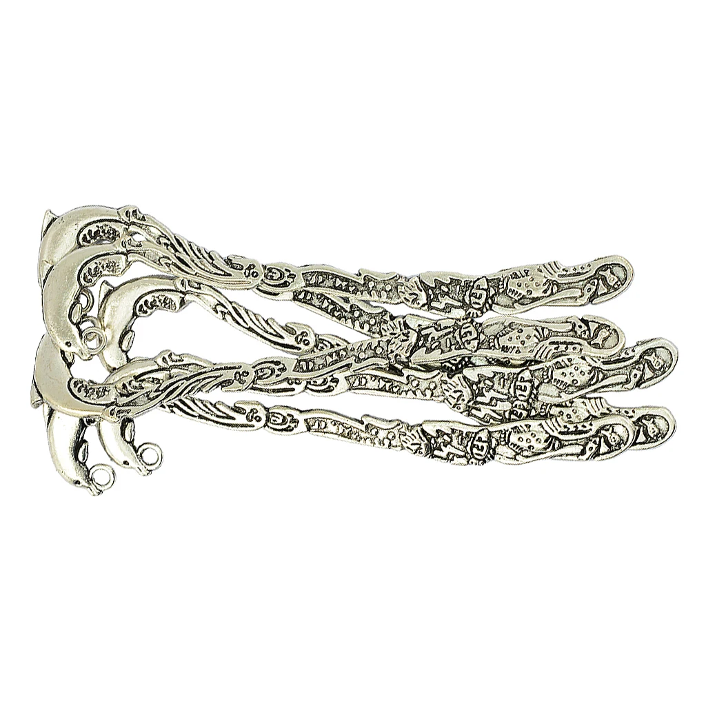 6x Tibetan silver color Vintage Dolphin Alloy Bookmarks With Hole for DIY Pendants Charms Jewelry School Office Stationery Supplies